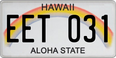 HI license plate EET031