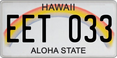 HI license plate EET033