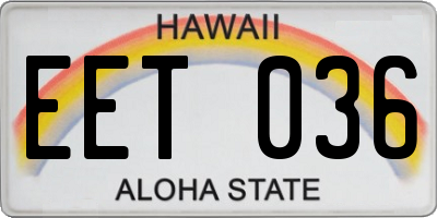 HI license plate EET036