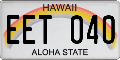 HI license plate EET040