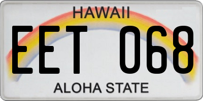 HI license plate EET068