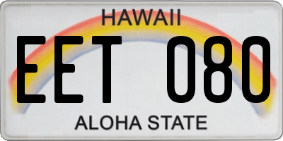 HI license plate EET080