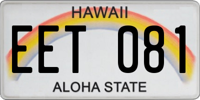 HI license plate EET081