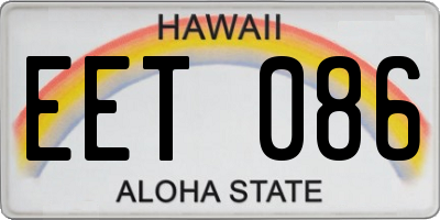 HI license plate EET086