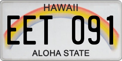 HI license plate EET091