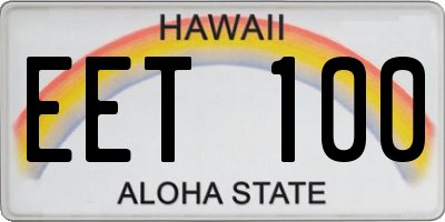 HI license plate EET100