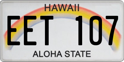 HI license plate EET107