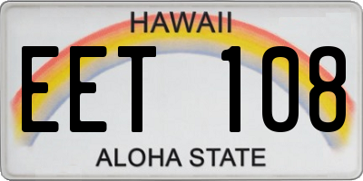 HI license plate EET108