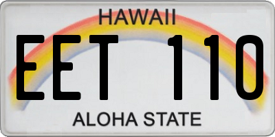 HI license plate EET110