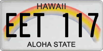 HI license plate EET117