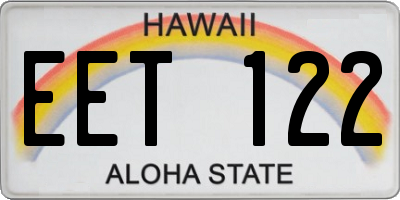 HI license plate EET122