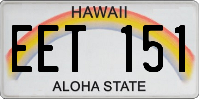 HI license plate EET151