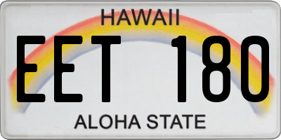 HI license plate EET180