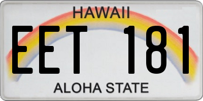 HI license plate EET181