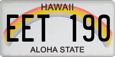 HI license plate EET190