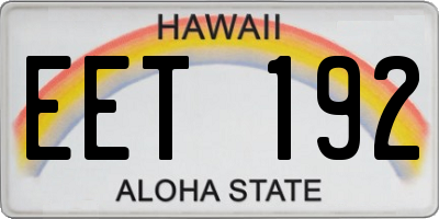 HI license plate EET192