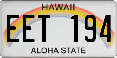 HI license plate EET194