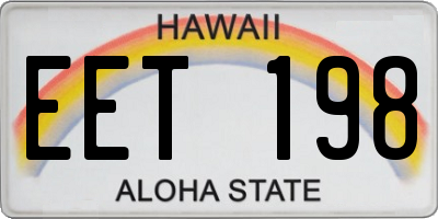 HI license plate EET198