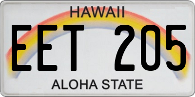 HI license plate EET205
