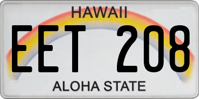 HI license plate EET208