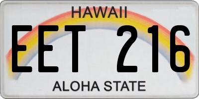 HI license plate EET216