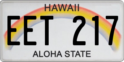 HI license plate EET217