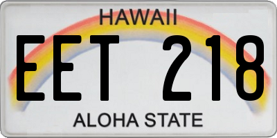 HI license plate EET218