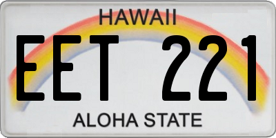 HI license plate EET221