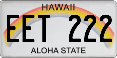 HI license plate EET222