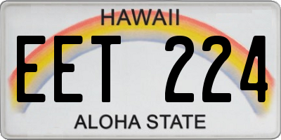 HI license plate EET224