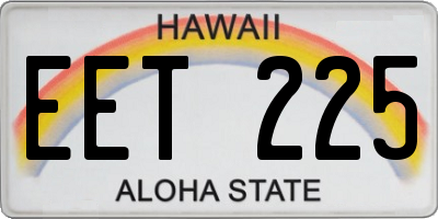 HI license plate EET225