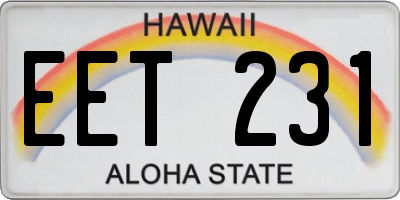 HI license plate EET231