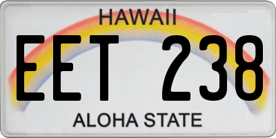 HI license plate EET238