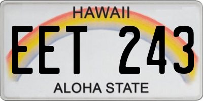 HI license plate EET243