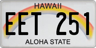 HI license plate EET251