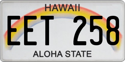 HI license plate EET258
