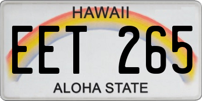 HI license plate EET265