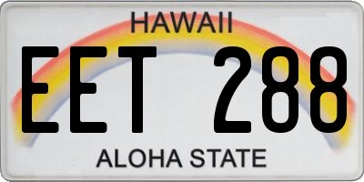 HI license plate EET288