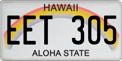 HI license plate EET305