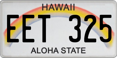 HI license plate EET325