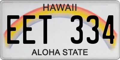 HI license plate EET334