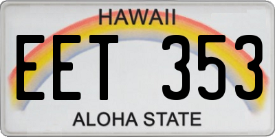 HI license plate EET353