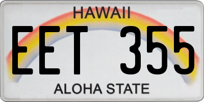 HI license plate EET355