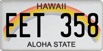 HI license plate EET358