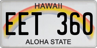 HI license plate EET360