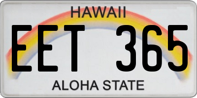 HI license plate EET365