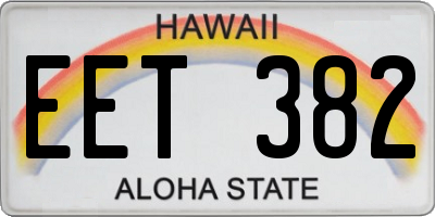 HI license plate EET382