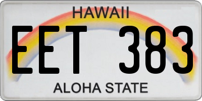 HI license plate EET383