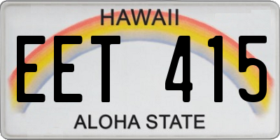 HI license plate EET415