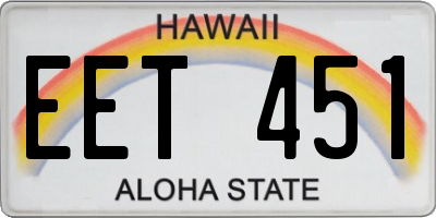 HI license plate EET451